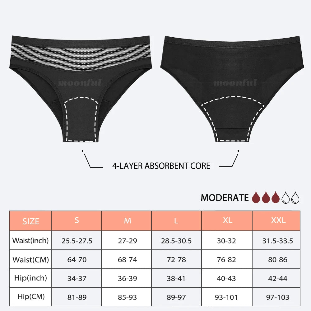 4 Layer Period Panties for Women Bamboo Menstrual Panties Breathable Lace Menstruation Brief Bragas Menstruales