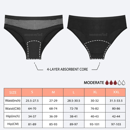 4 Layer Period Panties for Women Bamboo Menstrual Panties Breathable Lace Menstruation Brief Bragas Menstruales