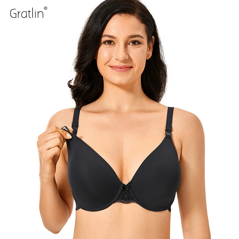 Gratlin – soutien-gorge d'allaitement sans couture à armatures, pour femmes enceintes, en dentelle avec os, Lingerie