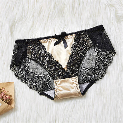 Sexy ladies panties lace transparent large size cotton bottom hollow female triangle underwear breathable quality underwear