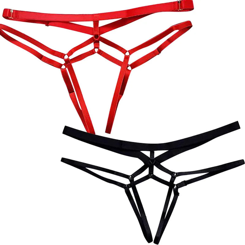 Sexy Women Bandage Hollow Out Thong Panties Lingerie T Back Transparent Lingerie Ladies Open Crotch Toy Panties Underwear Gifts