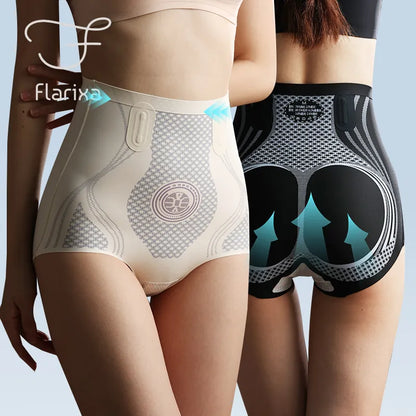 Flarixa Taille Haute Ventre Contrôle Culottes pour Femmes Slip Sans Couture Post-partum Hanche Lift Sous-Vêtements Amincissants Body Gainant Shaper