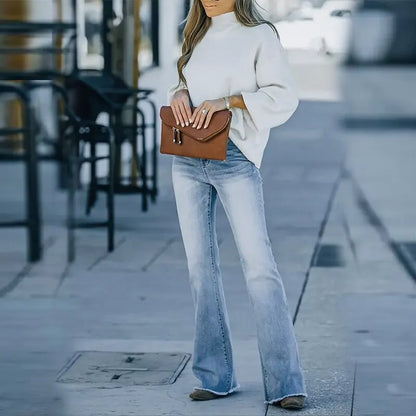 Pantalon en Denim taille haute pour femme, jean amincissant, Micro-évasé, tendance féminine, nouvelle collection printemps et automne 25/5, 366