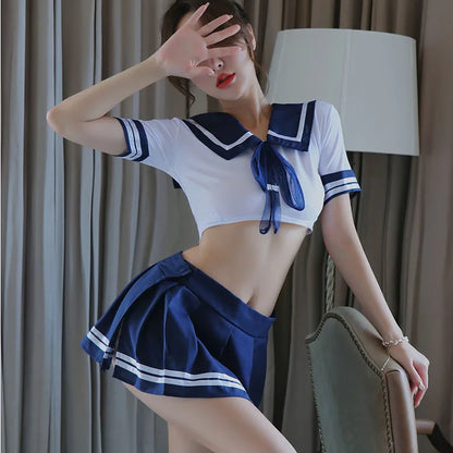 Uniforme d'écolière japonaise, Costumes de grande taille pour femmes, Lingerie Sexy Cosplay, uniforme d'étudiant avec mini-jupe, tenue de pom-pom girl