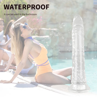 Crystal Glass Dildo Realistic Penis Artificial Anal Dildo G-spot Stimulate Female Masturbation Glass Dildos Sex Toys For Women