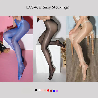 เงาสูงเอว Tights ชุดชั้นในสตรีเปิด Crotch erotica ถุงน่องบางเรียบเซ็กซี่ Crotchless Pantyhose Lady Charming เสื้อผ้า