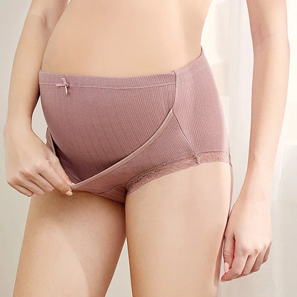 Dentelle coton culottes de maternité taille haute ventre slips vêtements pour femmes enceintes grande taille sous-vêtements de grossesse