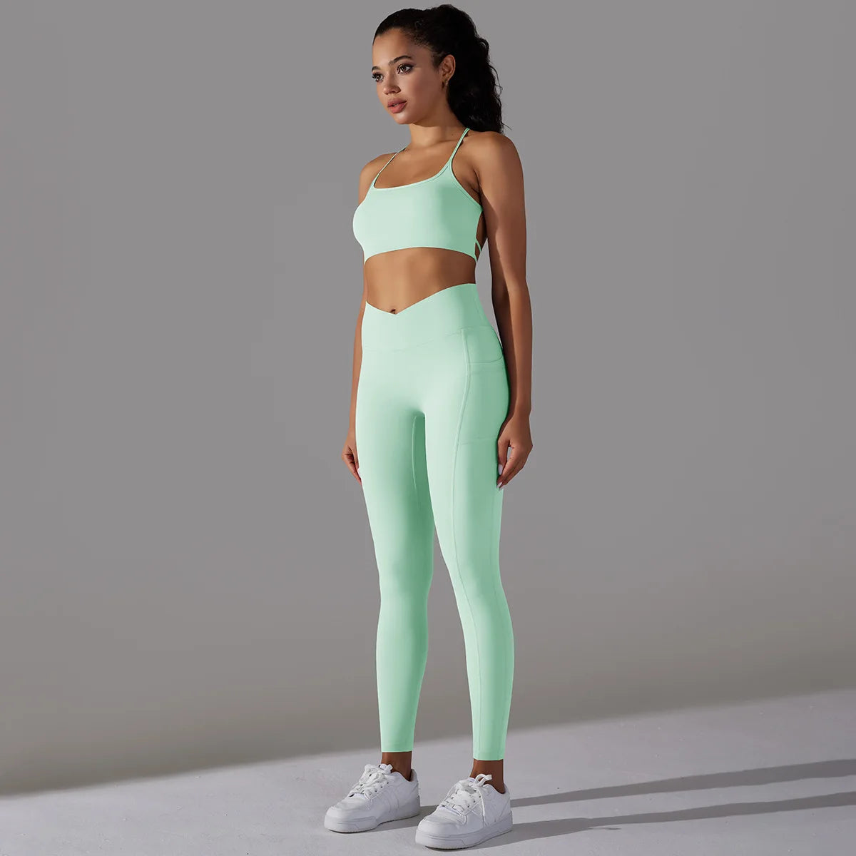 Ensemble deux pièces soutien-gorge et Leggings de sport pour femmes, tenue de sport, sensation nue, ensemble de Fitness, vêtements d'entraînement pour femmes