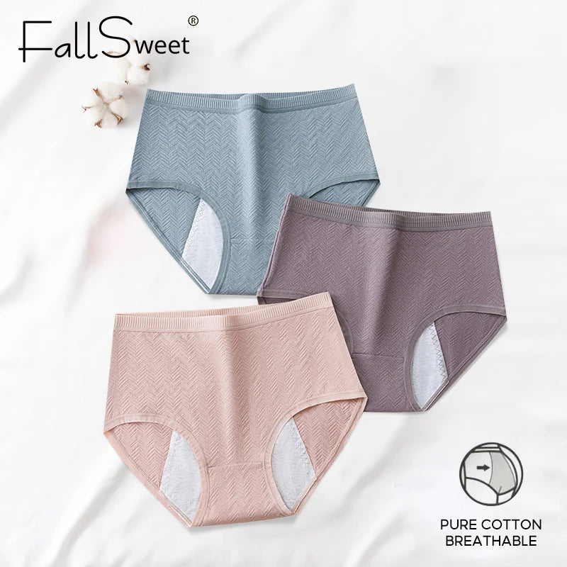 FallSweet Menstrual Panties for Women High Waist Physiology Underpants Menstruation Panties Plus Size Menstrual Period Underwear