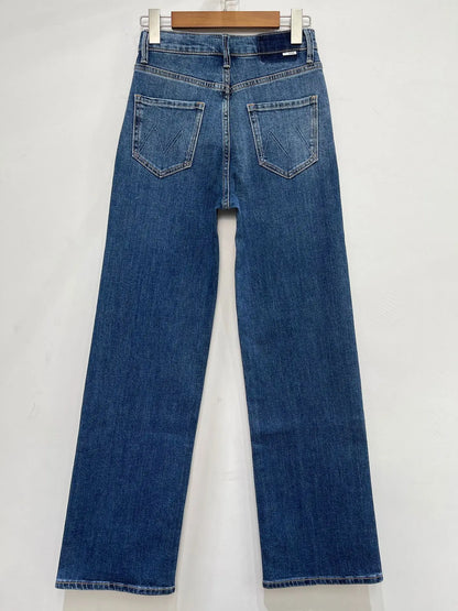 Jean ample taille haute pour femme, pantalon en denim droit polyvalent, à la mode