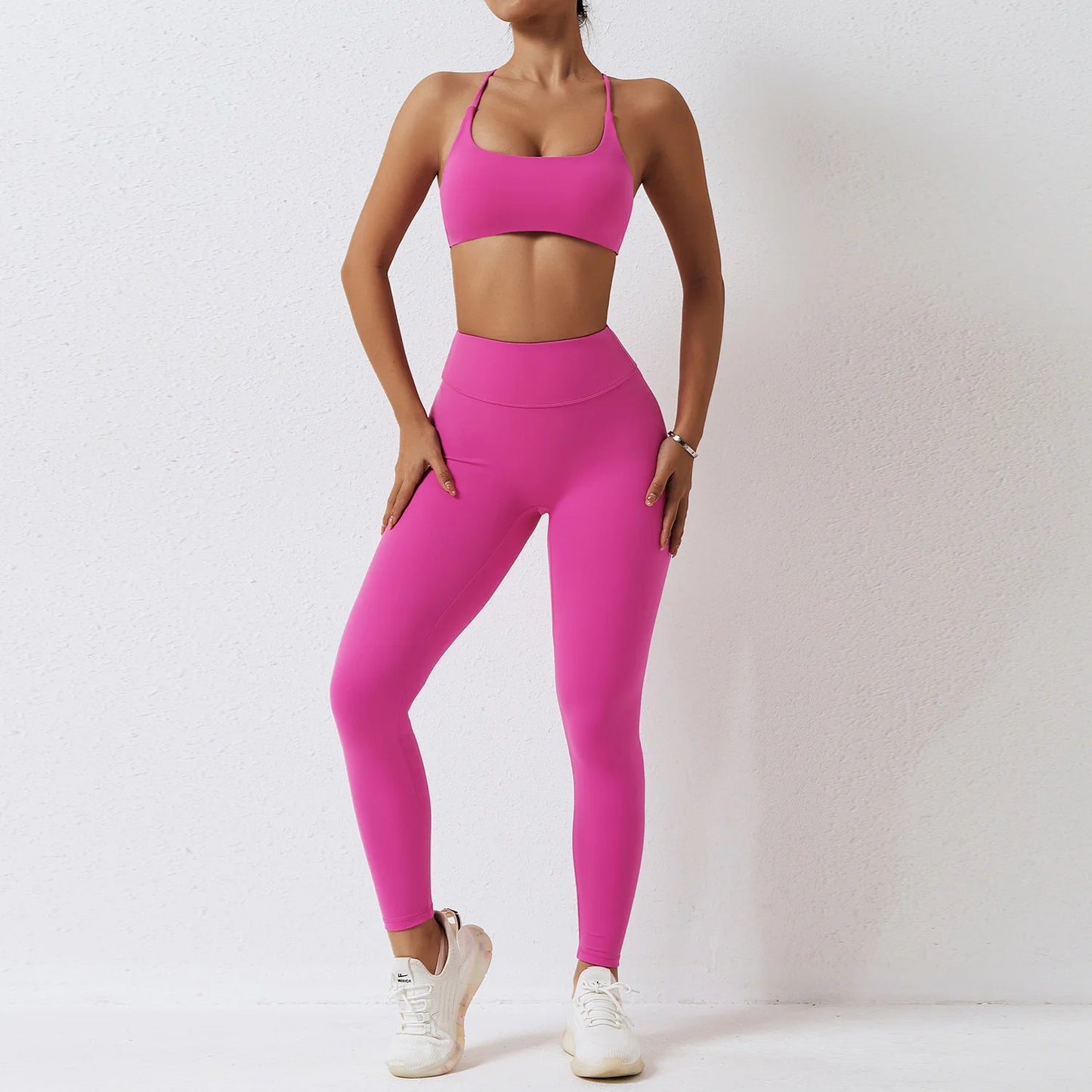 Yoga Set Women's 2-Piece Gym Clothes Push Up Clothing High Waist Leggings Fitness Shorts Sports Bra Workout Tracksuit Sportswear