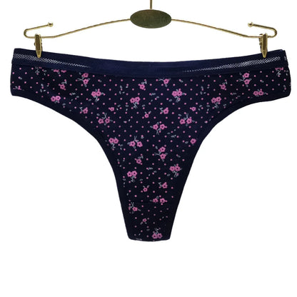 String Sexy en coton pour femmes, culotte à cordes G pour dames, Tanga imprimé étoile à pois, sous-vêtements pour filles, sous-vêtements intimes, 5 pièces/lot