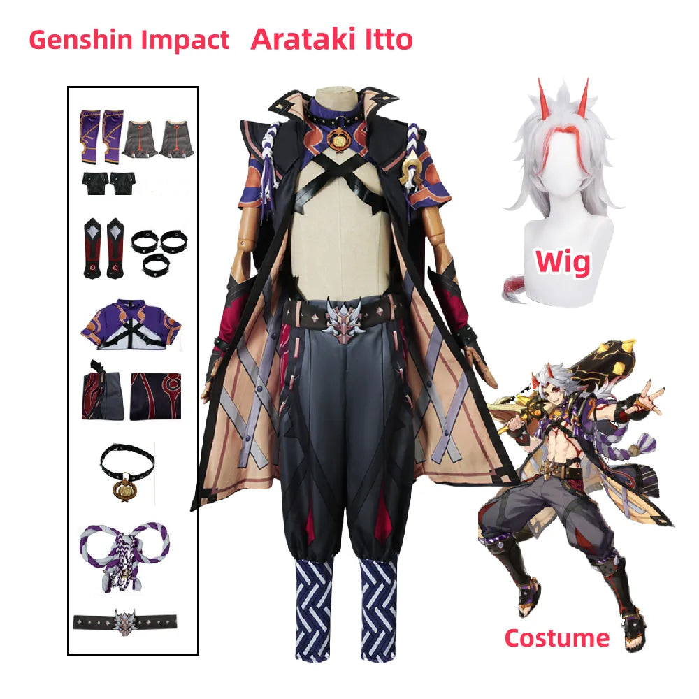 Costume de Cosplay Arataki Itto, uniforme de jeu Anime, vêtements de fête de carnaval d'halloween