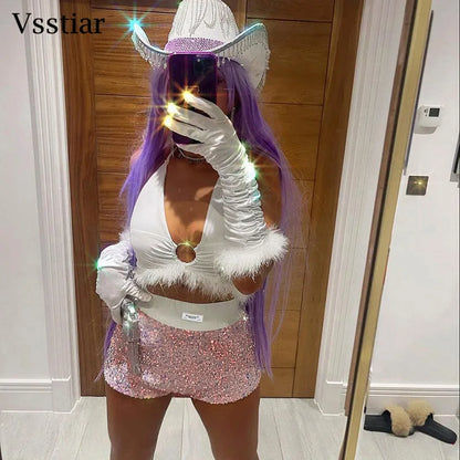 Vsstiar High Waist Mini Shorts New Fashion Sequined Glitter Clothing Sexy Skinny Party Nightclub Women Shorts