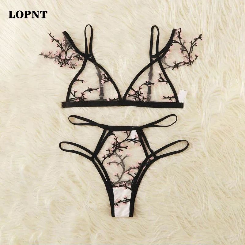 LOPNT Sexy  Bralette 3/4 Cup Bra Sets Underwear For Women Wire Free Thin Lingerie Set Breathable Comfortable intimates bras set