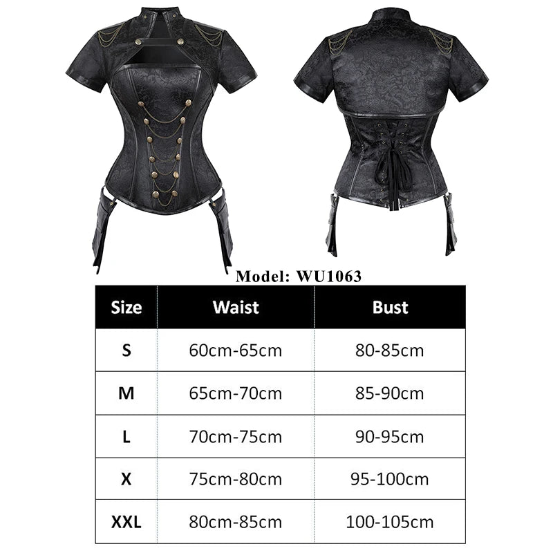 Corsets noir rouge Steampunk femmes vêtements gothiques Sexy sous le buste gothique rétro Bustier corsage Femme Faux cuir Punk Corset ensemble