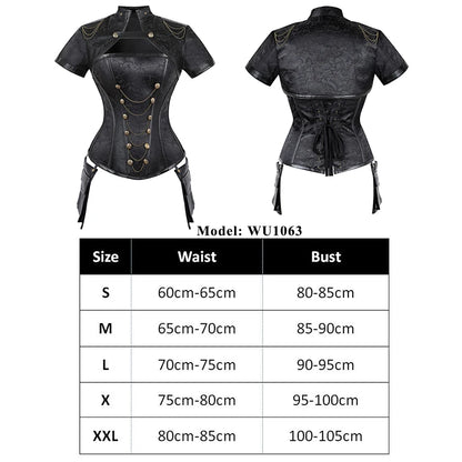 Corsets noir rouge Steampunk femmes vêtements gothiques Sexy sous le buste gothique rétro Bustier corsage Femme Faux cuir Punk Corset ensemble