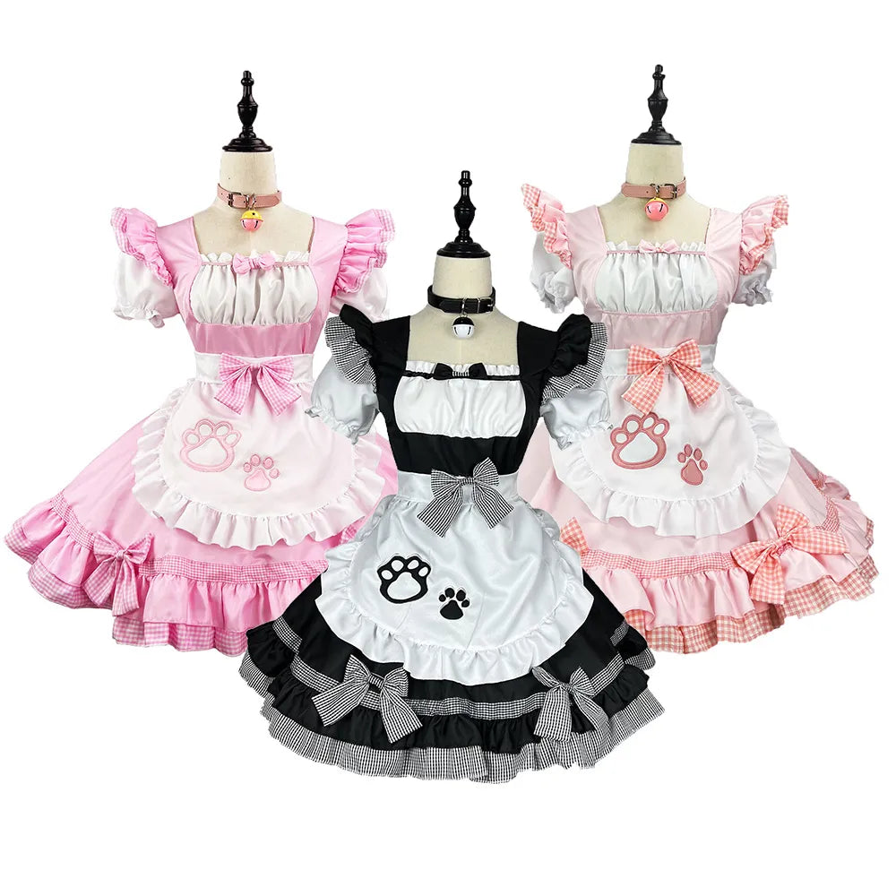 Robe de demoiselle d'honneur noire mignonne Lolita chat, Costumes Cosplay chat fille, costume pour serveuse, Costumes de scène de fête S -5XL