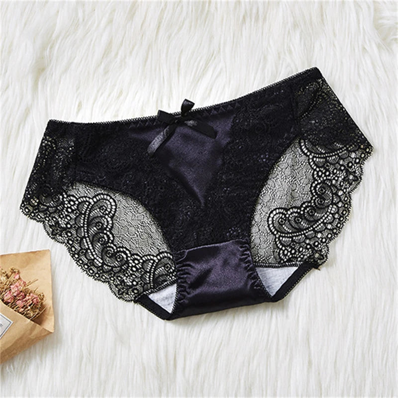 Sexy ladies panties lace transparent large size cotton bottom hollow female triangle underwear breathable quality underwear