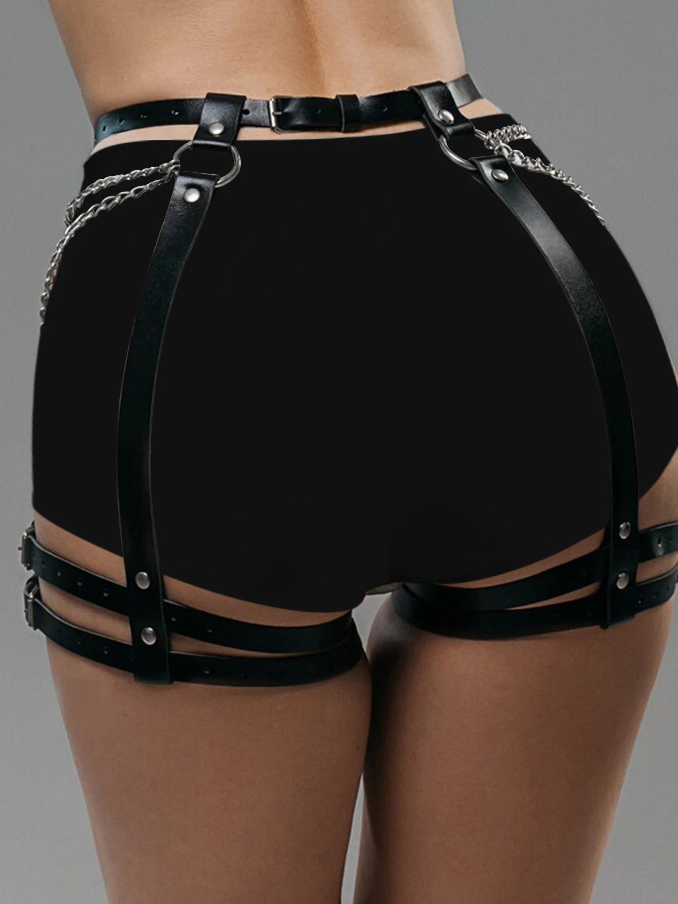 UYEE Sexy Punk Harness Garter Belt Adult Fetish Waist Harness Body Strap for Women's Lingerie Underwear PU Leather Accessories