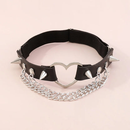 เซ็กซี่ขาหนัง Spiked ขาสำหรับผู้หญิง Goth หัวใจต้นขา Garter เข็มขัด RAVE เครื่องประดับ