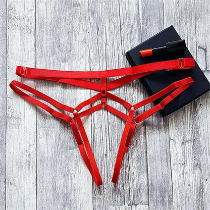 Sexy Women Bandage Hollow Out Thong Panties Lingerie T Back Transparent Lingerie Ladies Open Crotch Toy Panties Underwear Gifts