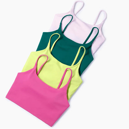 High End Gym Yoga Sports Bras Workout Clothes For Women Ladies Naked Feel Exercise Dance Fitness Crop Tops with Built In Bra Top