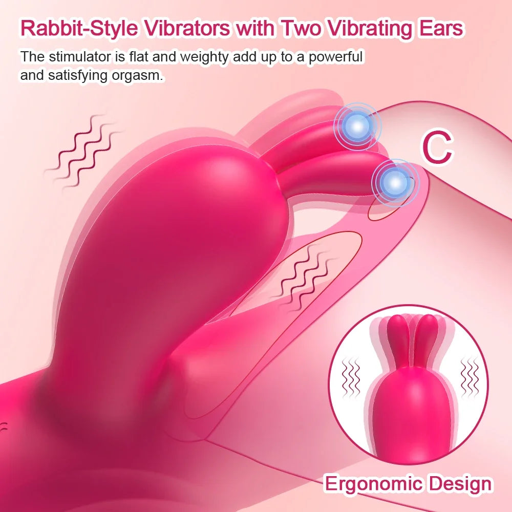 Vibromasseur lapin pour femmes, vagin, point G, mamelon, stimulateur de Clitoris, gode rotatif télescopique pour adultes, jouets Sexy