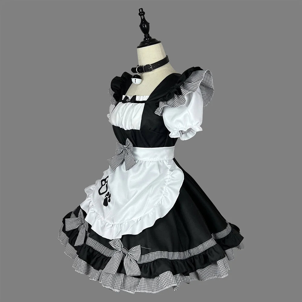 Robe de demoiselle d'honneur noire mignonne Lolita chat, Costumes Cosplay chat fille, costume pour serveuse, Costumes de scène de fête S -5XL