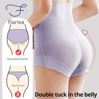 Flarixa Seamless Ice Silk Underwear for Women's High Waist Flat Belly Reducing Panties Postpartum Tummy Hip Lift Panty Briefs