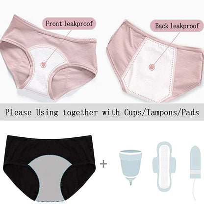 Plus Size Menstrual Period Panties Women Cotton Leakproof Period Underpants Breathable Waterproof Menstruation High Waist