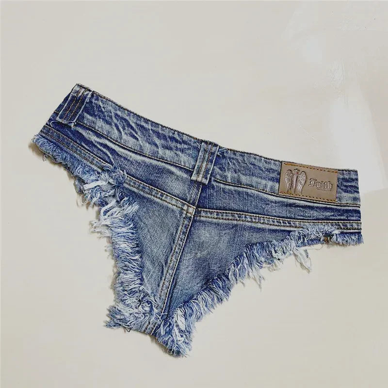 Short taille basse Mini jean chaud danse string Bar short Denim plage décontracté dame