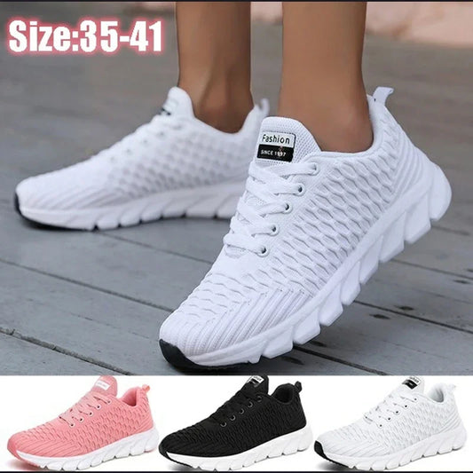 New Women Shoes Flats Fashion Casual Ladies Shoes Woman Lace-Up Mesh Breathable Female Sneakers Zapatillas Mujer