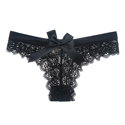 String en dentelle Sexy pour femmes, culotte taille basse papillon, sous-vêtements transparents pour dames, culotte Lingere, Lingerie pour femmes