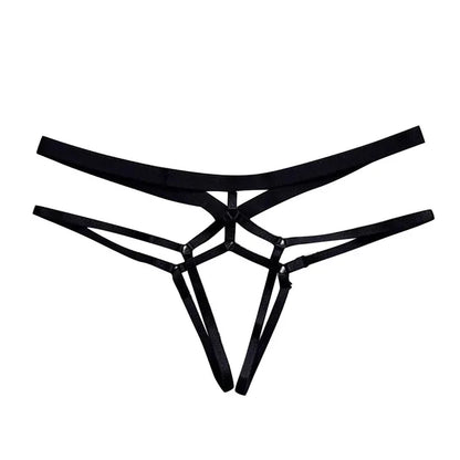 Sexy Women Bandage Bra Hollow Thong Panties Lingerie T Back Transparent Lingerie Ladies Open Crotch Toy Panties Underwear Gift