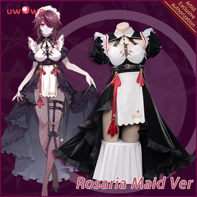 In Stock UWOWO Rosaria Cosplay Maid Costume Game Genshin Impact Fanart Cosplay Maid Dress Halloween Christmas Costumes RolePlay