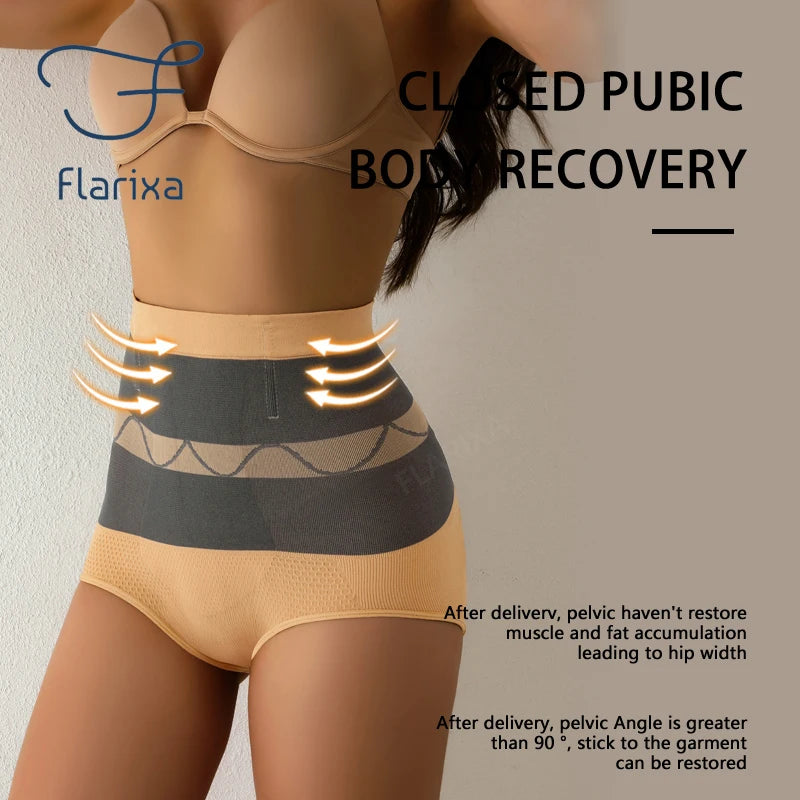 Flarixa Seamless Shaping กางเกงผู้หญิงสูงเอว Tummy ควบคุมกางเกงสบายชุดชั้นในนุ่มกางเกงหลังคลอด