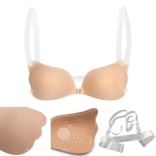 Sexy Female Invisible Bra Push High BH Breathable Lingerie Silicone Bra Push Up Bra Backless Lingerie Magic Bra Fly Wedding Bras