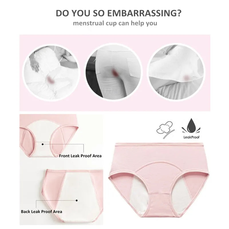 Panties for Menstruation Women Period Underwear 4 Layer High Waist Cotton Plus Size Heavy Flow Absorbency Culotte Menstruelle