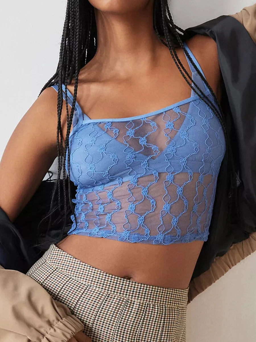 Women Sexy Sheer Mesh Tube Top Y2k Floral Lace Crop Bandeau Top Blouse Going Out Top Vest Streetwear