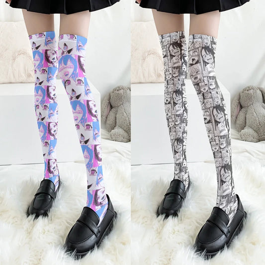 Bas japonais doux pour femmes, bas bidimensionnels, Anime, Sexy, au-dessus du genou, chaussettes Cosplay de haute qualité pour filles