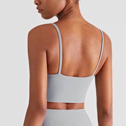 Haut de gamme Gym Yoga Sports Bras Vêtements d'entraînement pour femmes Dames Sensation nue Exercice Danse Fitness Crop Tops avec haut de soutien-gorge intégré