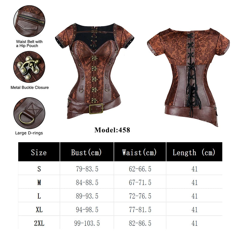 Corsets noir rouge Steampunk femmes vêtements gothiques Sexy sous le buste gothique rétro Bustier corsage Femme Faux cuir Punk Corset ensemble