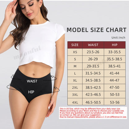 4 Layer Very Abundant Bamboo Period Panties for Heavy Flow Women Menstrual Panties Overnight High Waist Period Underwear