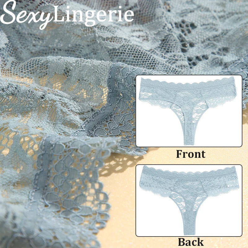 Sexy Lingerie Visible Red Lace Thongs Transparent Women Panties Breathable G-string Lady Low Rise Underwear Cotton Crotch T-back