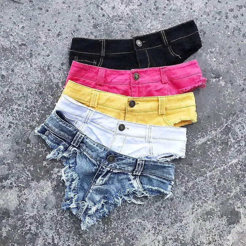 Low Waist Denim Women's Shorts 2022 Summer Fashion Jean Cotton G-String Shorts Ladies Skinny Sexy Club Super Short Jeans Female