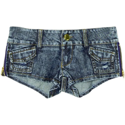 Sexy Side Zipper Denim Shorts Skinny Low Waist Mini Jeans With Pockets Nightclub 2022 Summer New