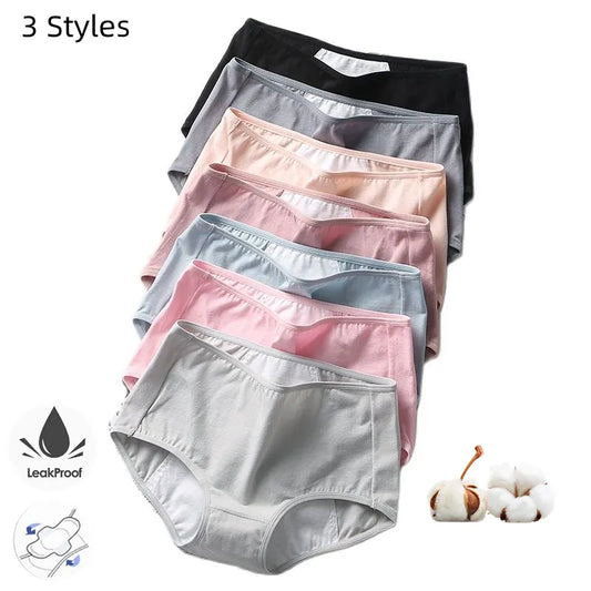 Menstrual Panties High Waist Period Proof Briefs Cozy Panties for Menstruation Cotton Culottes Menstruelles Underwear 3 Styles