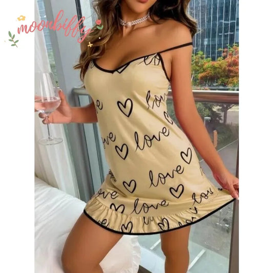 Womens Home Milk Silk Sexy Sleepwear Night Dress Sleeveless Nighties V-neck Nightgown Nightdress Nightwear Pyjama Femme Homewear