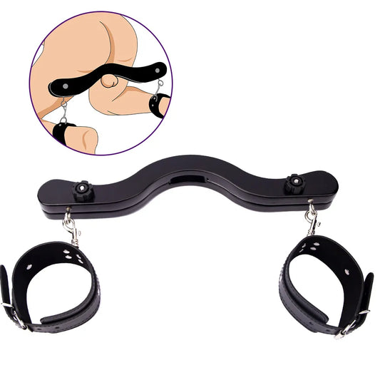 Humbler CBT Male Cock Ring Ball Stretcher With Ankle Cuffs Crusher Scrotum Squeezer BDSM Bondage Adults Wooden Sex Toys For Men